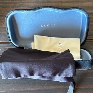 Gucci Eyewear Case with Dust Bags - Blue Interior, Black Exterior